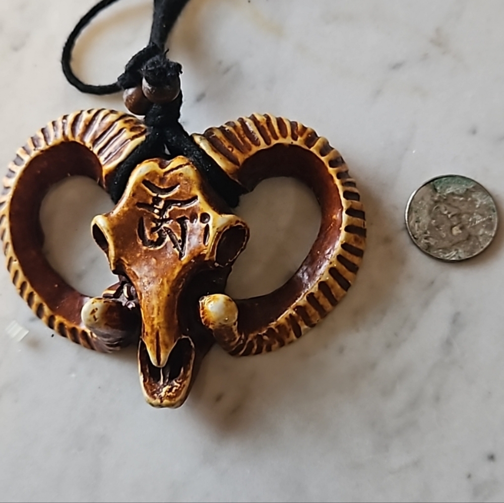Carved Ram large N A necklace for men or wall hanging as I have displayed here - Picture 1 of 6